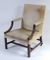 Lot 1524 - A George III mahogany Gainsborough armchair,...