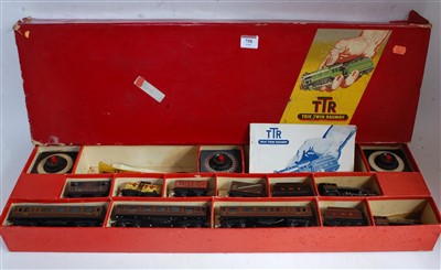 Lot 803 - A Trix Twin Railway long red set box...