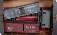 Lot 505 - Three G scale Bachmann American box cars -...