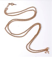 Lot 2208 - A '9c' long/guard chain, the belcher link...