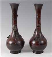 Lot 2460 - A pair of Japanese Meiji period bronze vases,...