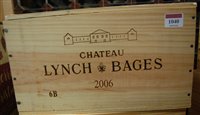 Lot 1040 - Château Lynch-Bages 2006 Pauillac, six bottles...