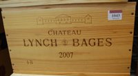 Lot 1043 - Château Lynch-Bages 2007 Pauillac, six bottles...