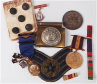 Lot 318 - A Prussian enlisted mans belt buckle, together...
