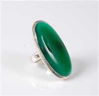 Lot 2652 - A prasiolite and silver ring, the large oval...