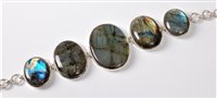 Lot 2649 - A labradorite and silver bracelet, the five...