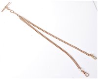 Lot 2207 - A 9ct watch chain, the curblink chain with...
