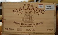 Lot 1063 - Château Malartic Lagraviere 2012...