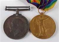 Lot 300 - A WW I British War and Victory duo, naming DM -...