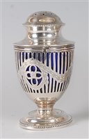 Lot 2139 - A George V silver pedestal sugar caster, in...