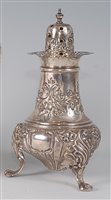 Lot 2141 - An Edwardian silver sugar caster, of pear...