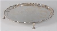 Lot 2165 - A modern silver salver, having piecrust rim...