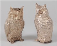 Lot 2160 - A Continental sterling silver owl,...