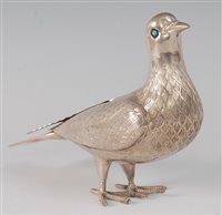 Lot 2159 - A probably Russian silver model of a dove,...