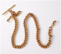 Lot 2322 - A 9ct gold watch chain, the curblink chain...