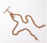 Lot 2209 - A 9ct watch chain, the curblink chain with...
