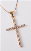 Lot 2219 - An '18k' diamond set cross pendant, the cross...