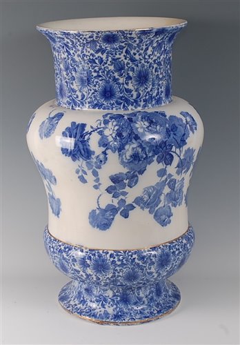 Lot 2093 - A Doulton Burslem floor vase, blue and white...
