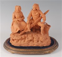 Lot 2094 - A 19th century terracotta figure group of a...