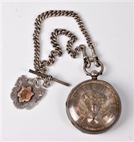 Lot 2380 - A silver open faced pocket watch, the silver...