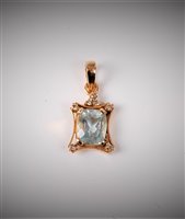 Lot 2251 - An aquamarine and diamond pendant, the mixed...