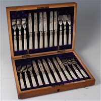 Lot 2132 - A cased set of twelve Edwardian silver dessert...