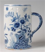 Lot 2079 - An 18th century English Delft tankard,...