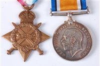 Lot 255 - A WW I 1914-15 Star and British War pair,...