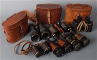 Lot 374 - A pair WW I lacquered brass and leather clad...