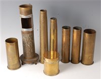 Lot 376 - A WW I trench art jar and cover made from a...