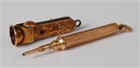 Lot 2390 - A yellow metal propelling pencil, having...