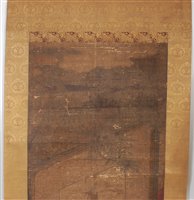 Lot 2459 - A cased set of three Chinese scroll paintings...