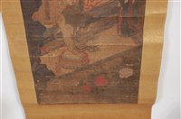 Lot 2459 - A cased set of three Chinese scroll paintings...