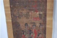 Lot 2459 - A cased set of three Chinese scroll paintings...