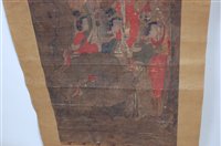 Lot 2459 - A cased set of three Chinese scroll paintings...