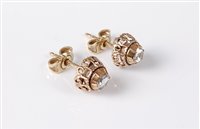 Lot 2660 - A pair of rose cut diamond earstuds, the round...