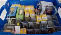 Lot 834 - Plastic box containing 60+ boxed diecast...