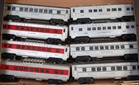 Lot 384 - 8 x Lionel silver bogie coaches including...