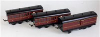 Lot 507 - 3 x scratch/kit built maroon LMS short bogie...