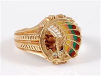 Lot 2616 - A gentleman's 18ct enamelled Native American...
