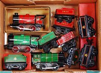 Lot 599 - Small tray post-war Hornby loco and tenders,...