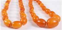 Lot 2508 - Two graduated amber necklaces, the oval...