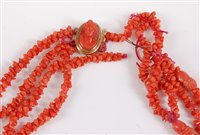 Lot 2587 - A 19th century coral necklace, the four strand...