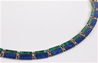Lot 161 - A silver, lapis lazuli and malachite necklace,...