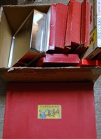 Lot 197 - Large box containing nine empty Meccano boxes...