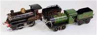 Lot 303 - Two Hornby clockwork 0-4-0 locos & tenders:...