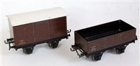 Lot 357 - Bassett-Lowke post war brown LMS 12T goods van...