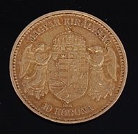 Lot 2045 - Hungary, 1897 gold 10 Korona, standing figure...
