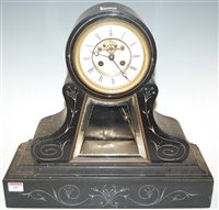 Lot 107 - A large late 19th century black slate...