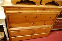 Lot 1254 - A Continental 19th century pine chest of four...